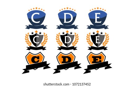 Emblem Star Ribbon Shield Initial Set