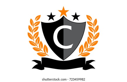 Emblem Star Ribbon Shield Initial C