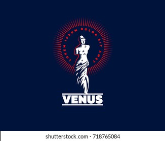 Emblem statue of Venus. Vector illustration.