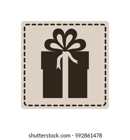 emblem sticker box with bow ribbon icon, vector illustraction design