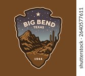 Emblem sticker logo illustration of Big Bend National Park, Texas, USA.