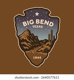 Emblem sticker logo illustration of Big Bend National Park, Texas, USA.