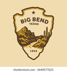 Emblem sticker logo illustration of Big Bend National Park, Texas, USA.