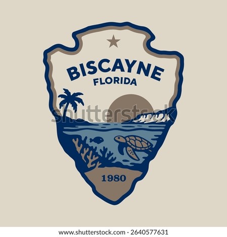 Emblem sticker logo illustration of Biscayne National Park, Florida, USA.