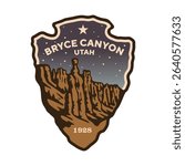 Emblem sticker logo illustration of Bryce Canyon National Park, Utah, USA.