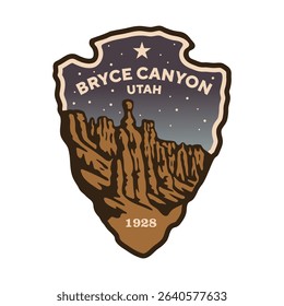 Emblem sticker logo illustration of Bryce Canyon National Park, Utah, USA.