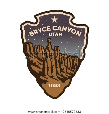 Emblem sticker logo illustration of Bryce Canyon National Park, Utah, USA.