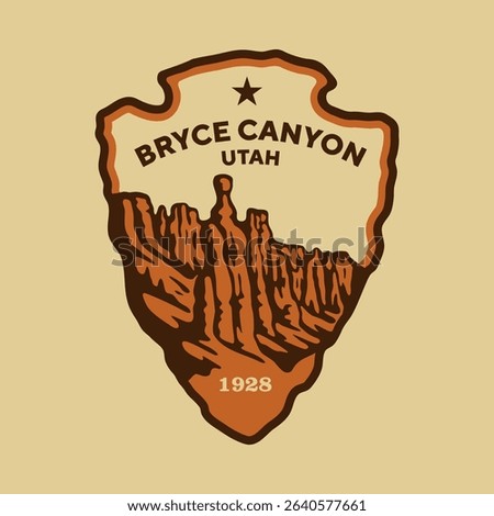 Emblem sticker logo illustration of Bryce Canyon National Park, Utah, USA.