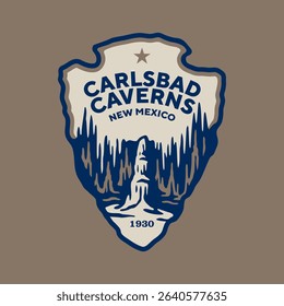 Emblem sticker logo illustration of Carlsbad Caverns National Park, New Mexico, USA.