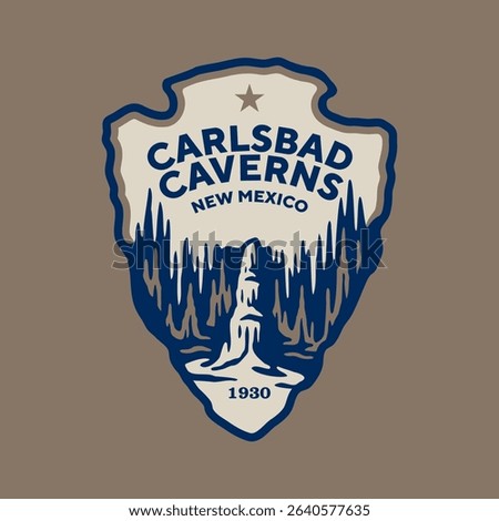 Emblem sticker logo illustration of Carlsbad Caverns National Park, New Mexico, USA.