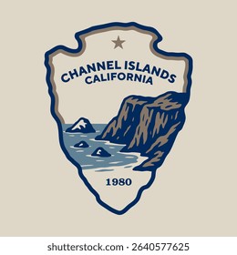 Emblem sticker logo illustration of Channel Islands National Park, California, USA.