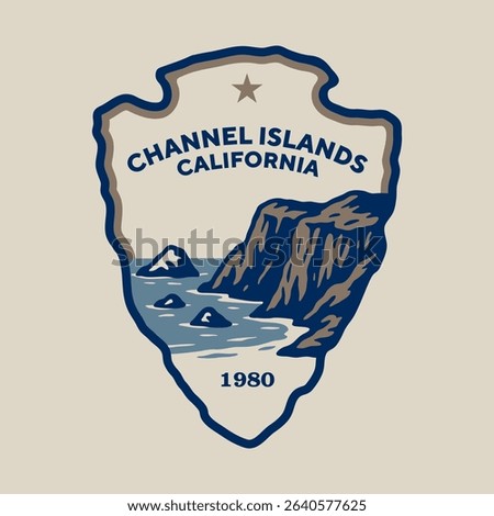 Emblem sticker logo illustration of Channel Islands National Park, California, USA.
