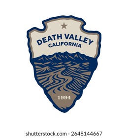 Ilustração do logotipo do adesivo de emblema do Parque Nacional do Vale da Morte, Califórnia, EUA.