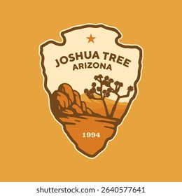 Emblem sticker logo illustration of Joshua Tree National Park, Arizona, USA.