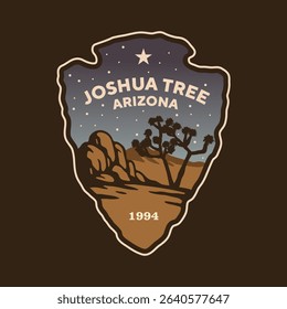 Emblem sticker logo illustration of Joshua Tree National Park, Arizona, USA.
