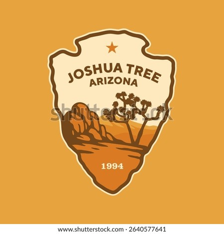 Emblem sticker logo illustration of Joshua Tree National Park, Arizona, USA.
