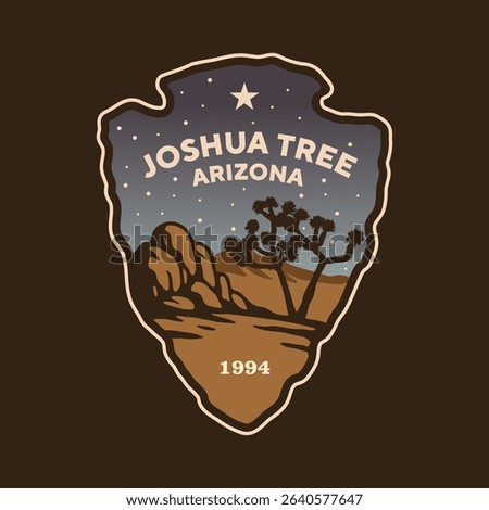 Emblem sticker logo illustration of Joshua Tree National Park, Arizona, USA.