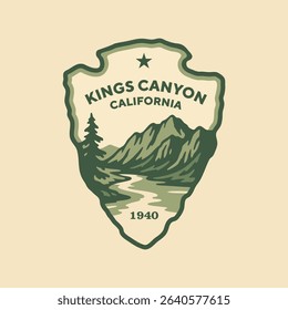 Emblem sticker logo illustration of Kings Canyon National Park, California, USA.