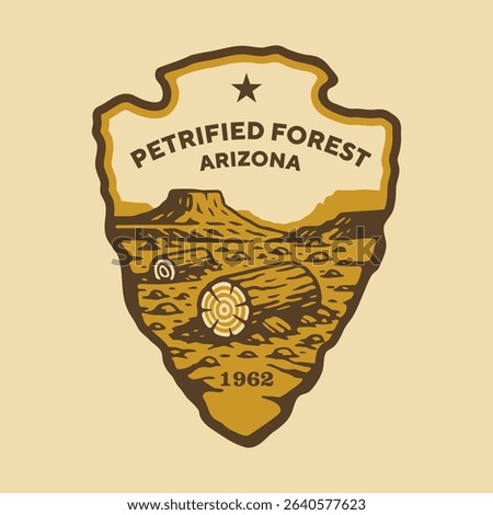 Emblem sticker logo illustration of Petrified Forest National Park, Arizona, USA.