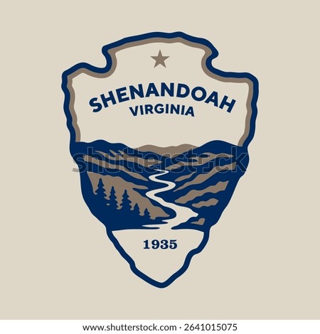 Emblem sticker logo illustration of Shenandoah National Park, Virginia, USA.