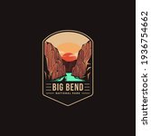 Emblem sticker patch logo illustration of Big Bend National Park on dark background