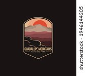 Emblem sticker patch logo illustration of  Guadalupe Mountains National park on dark background