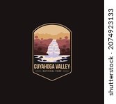 Emblem sticker patch logo illustration of Cuyahoga Valley National Park on dark background