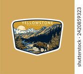 Emblem sticker patch logo illustration of Yellowstone National Park