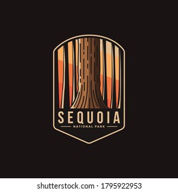 Emblem-Patch-Logo-Illustration des Sequoia-Nationalparks auf dunklem Hintergrund