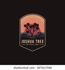 Emblem Sticker Patch Logo Illustration Of Joshua Tree National Park On Dark Background