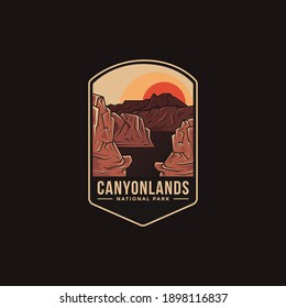 Emblem sticker patch logo illustration of Canyonlands National Park on dark background