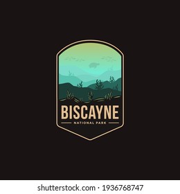 Emblem sticker patch logo illustration of Biscayne National Park on dark background