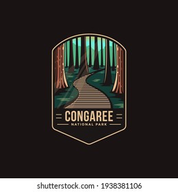 Emblem sticker patch logo illustration of Congaree National Park on dark background