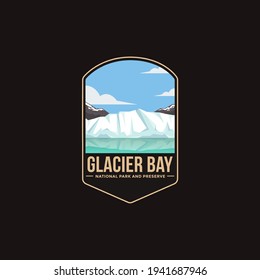 Emblem sticker patch logo illustration of Glacier Bay National Park and Preserve National Park on dark background