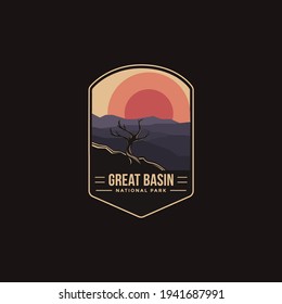 Emblem sticker patch logo illustration of Great Basin National Park on dark background