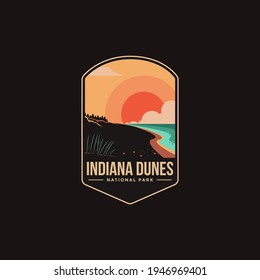 Emblem Sticker Patch Logo Illustration Of  Indiana Dunes National Park On Dark Background