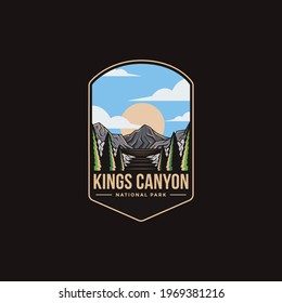 Emblem sticker patch logo illustration of Kings Canyon National Park on dark background