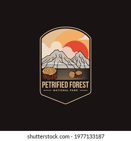 Emblem sticker patch logo illustration of Petrified Forest National Park on dark background