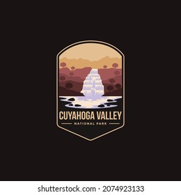 Emblem sticker patch logo illustration of Cuyahoga Valley National Park on dark background