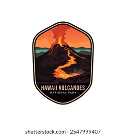 Emblem sticker patch logo illustration of Hawaii Volcanoes National park