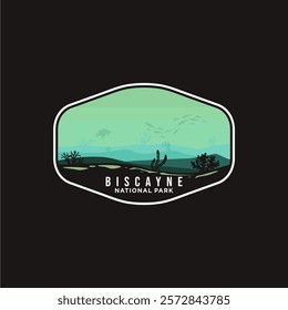 Emblem sticker patch logo illustration of Biscayne National Park on dark background