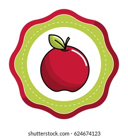 emblem sticker red apple fruit icon stock