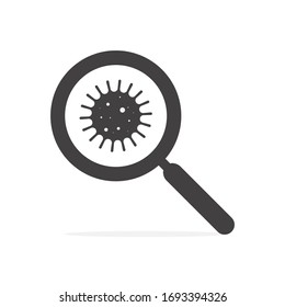 Emblem of the stop coronavirus COVID-19 through a magnifying glass, magnifier.