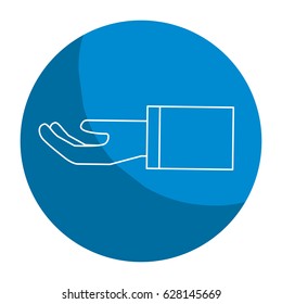 emblem stretched hand with formal suit