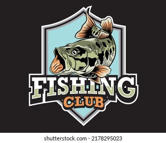 Emblem Style Fishing  Club Logo Vector