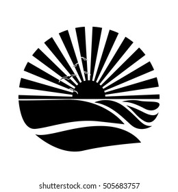 emblem style tropical island icon image 