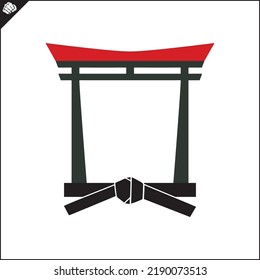 Emblem, symbol martial arts. Karate fist, torii.