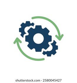 An emblem symbolizing effective strategy, featuring intricate gears and recycling arrows that represent ongoing development, continuous improvement, and process optimization in business operations