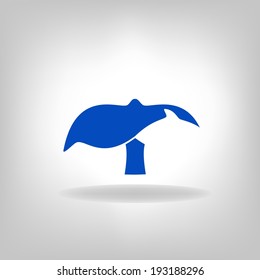 emblem a tail of a whale on a light background. Logo design for the company.