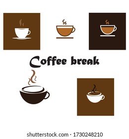 Emblem take a break for coffee, a cup of coffee, on a white background, vector illustration
